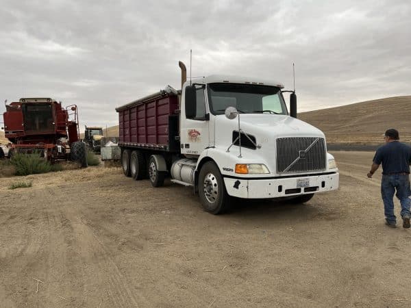 1999 Volvo 20’ bed, hoist, slip tank, roll tarp