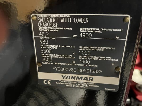 2022 Yanmar V80 Stage 5 Wheel Loader - Image 6